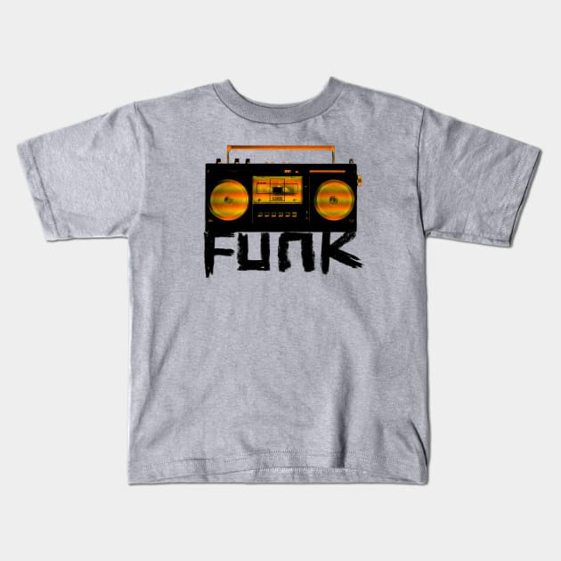 Music Vintage Funk Radio Kids T-Shirt by badlydrawnbabe